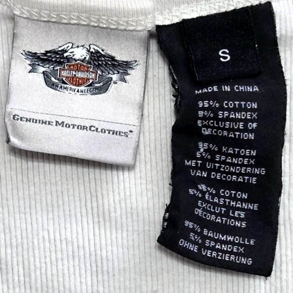 Vintage Harley Spirit Womens Crossbones White Graphic Ribbed Tank Top SM Y2k - Picture 4 of 5